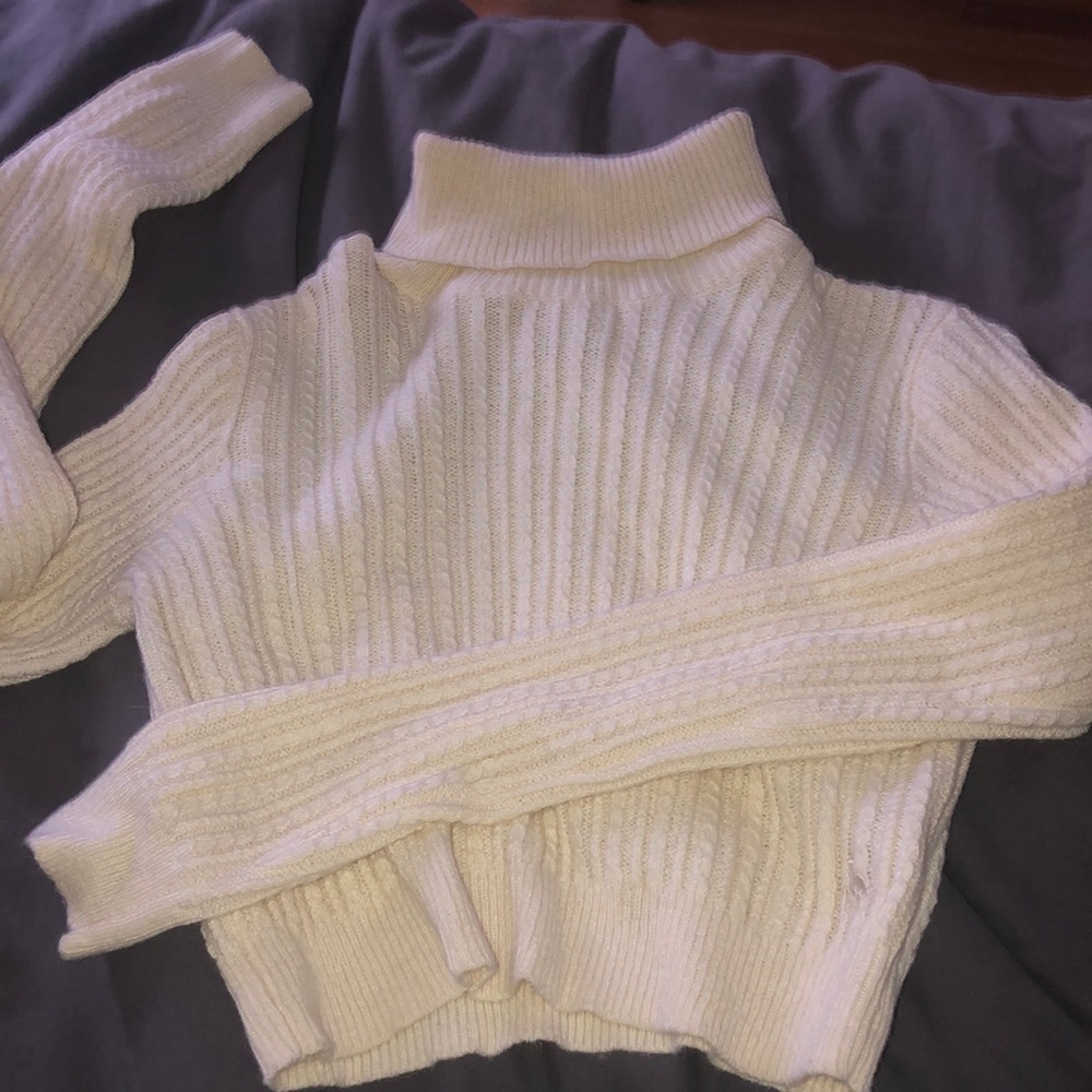 Cropped knit turtleneck